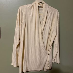 Cream cross body button shirt